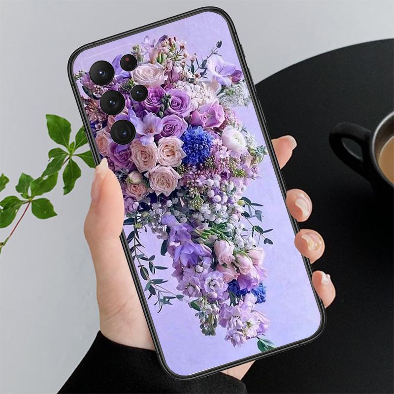 Purple Flower Phone Case For Samsung A35 A55 A54 A15 A25 A05s A05 A22 A24 A52 A33 A34 M34 M14 M54 M23