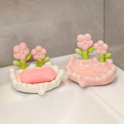 Tulip Ornament No-Punch Drain Soap Dish - High-End Bathroom Holder
