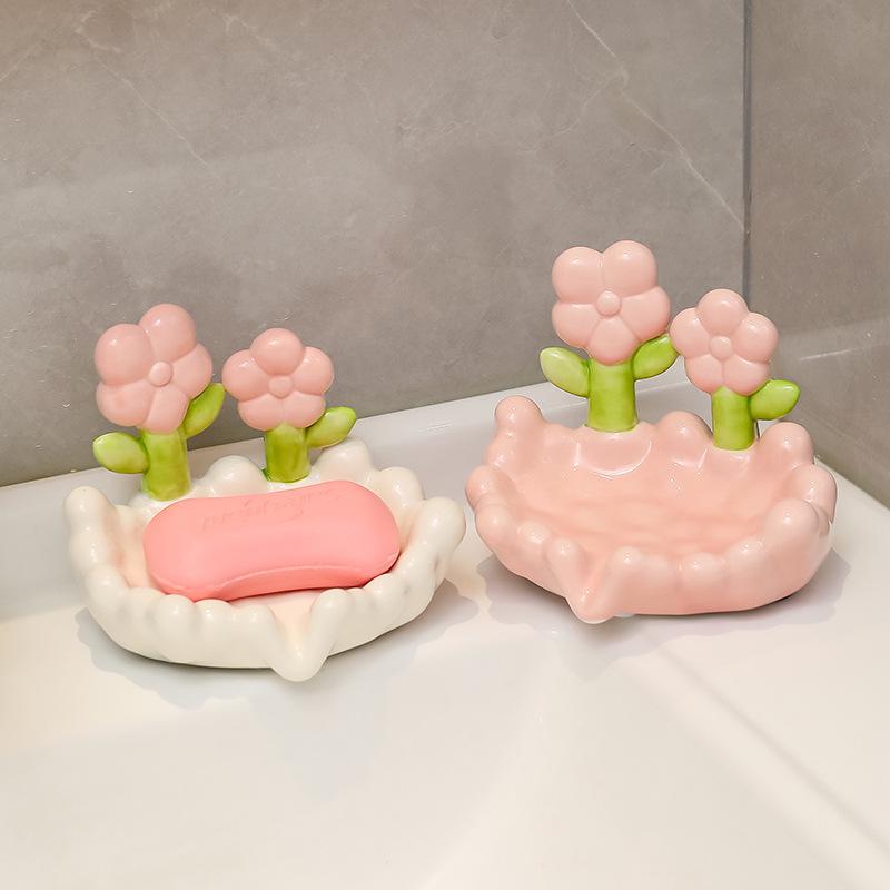 Tulip Ornament No-Punch Drain Soap Dish - High-End Bathroom Holder