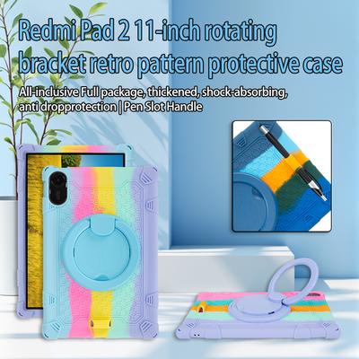 Weiche Silikon-Ständerhülle für Xiaomi Redmi Pad 2 11 Zoll 2025 360° drehbarer Griff Kinder-Tablet-Hülle Redmi Pad 2 11'' Funda