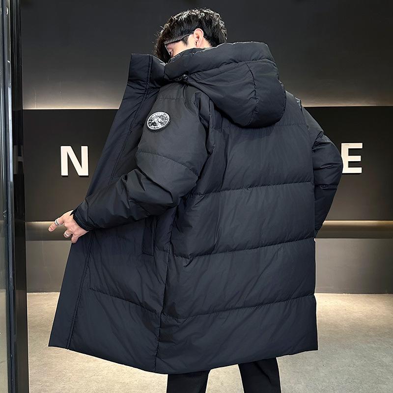 Men's High-Quality Thickened Down Jacket: Winter White Duck Down Hooded Outerwear - Trendy Casual Workwear.
