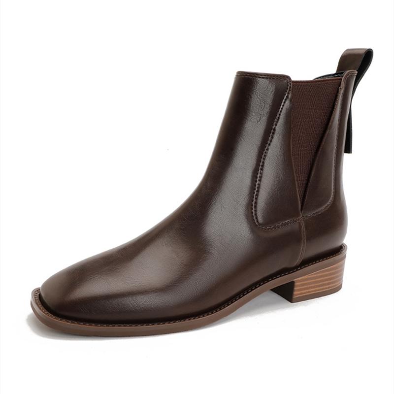 Fashion 2025 new style women's Chelsea boots Low heel square toe elastic sleeve female boots Large size non-slip short boots for women