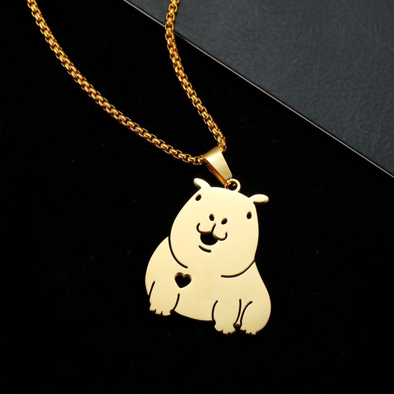 Capybara Necklace Couple Pendant Valentine's Day Gift Funny and Cute Titanium Steel Necklace