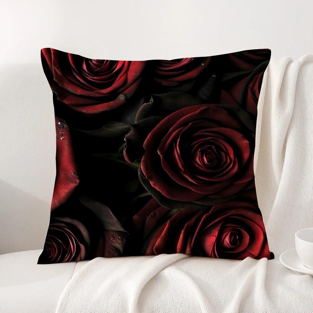 Hot Rose Cushion Cover Natural Linen Organic Fabric DoubleSided Printing Sofa Home Decor Breathable Bed Pillow