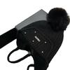 Iceland Big Fox Hairball Rabbit Hair Ear Protection Hat Winter Light Luxury Rhinestone Min Velvet Warm Knitted Hat Women