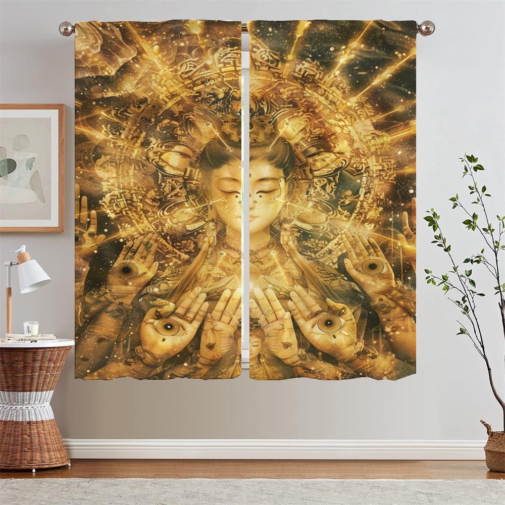 

Thousand-hand Avalokitesvara Window Curtain Tiebacks Bedroom Blackout Curtains Salon 2 Pieces Living Room Curtain Tentacles the W50xH70cmx2pcs-CL