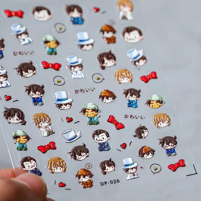 

Detective Conan New Japanese Cartoon Character Relief Nail Stickers Cute Three-Dimensional Adhesive Nail Ornament Pigeon Hat Detective Conan [4]]