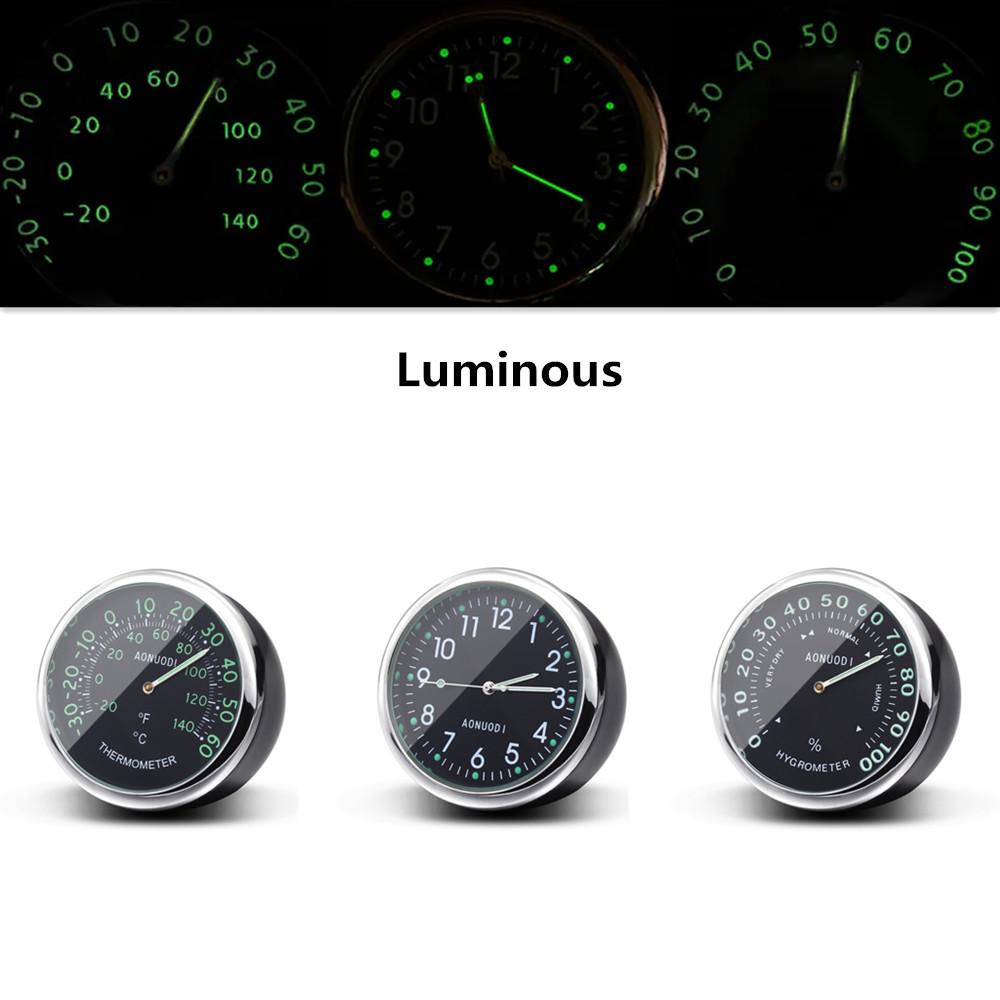 Waterproof Car Dashboard Panel Luminous Clocks + Thermometer + Hygrometer 3 In 1 Kit Motorcycle Bike Boat Mini Watches Ornament