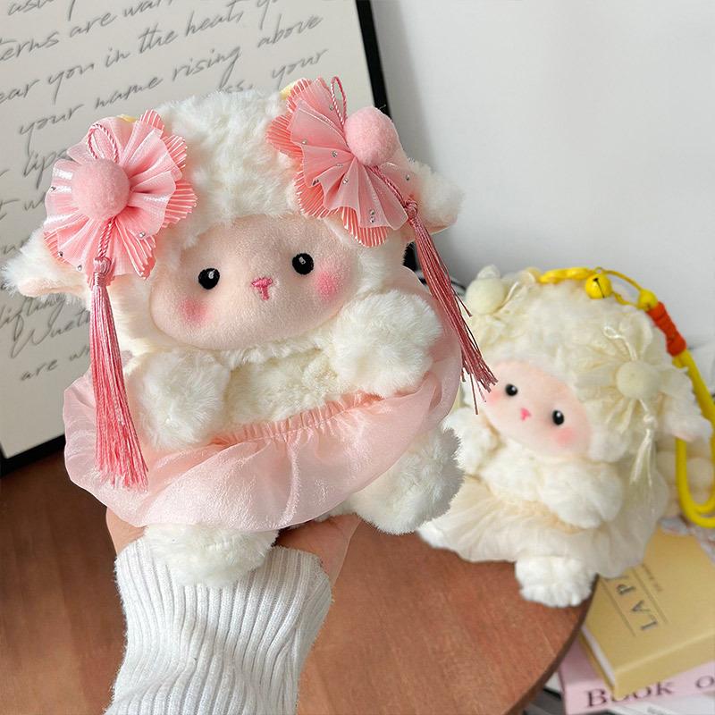 Soft Fluffy White Sheep Plush Keychain Adorable Cartoon Design For Backpack Decor Lovely Gifts For Kids Teens Friends