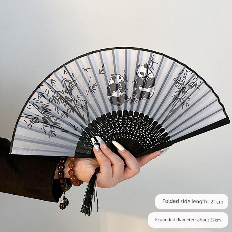 Summer Folding Fan, Traditional Chinese Style, New Chinese Style, Ancient Style Small Fan, Black, Simple and Durable, Children's Bamboo Fan, Portable