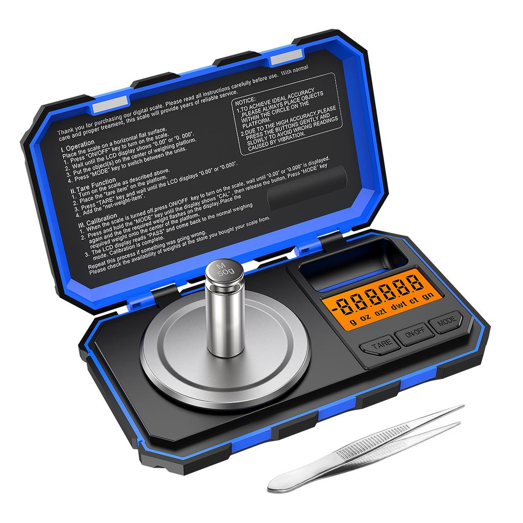 0.001g 50g Mini Digital Scale Jewelry Milligram Scales Portable Kitchen Baking Scale with Calibration Weight