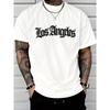 Men's Summer Fashion Los Angeles Letter Printed Pattern Breathable Round Neck T-shirt Outdoor Casual Sports Top