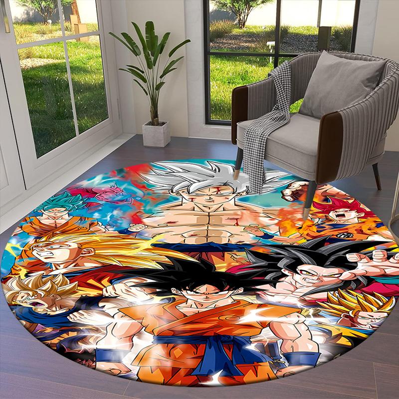 Dragon Ball Z Round Area Rug Carpet Rug For Living Room Bedroom Sofa Playroom Decor Nonslip Floor Mat