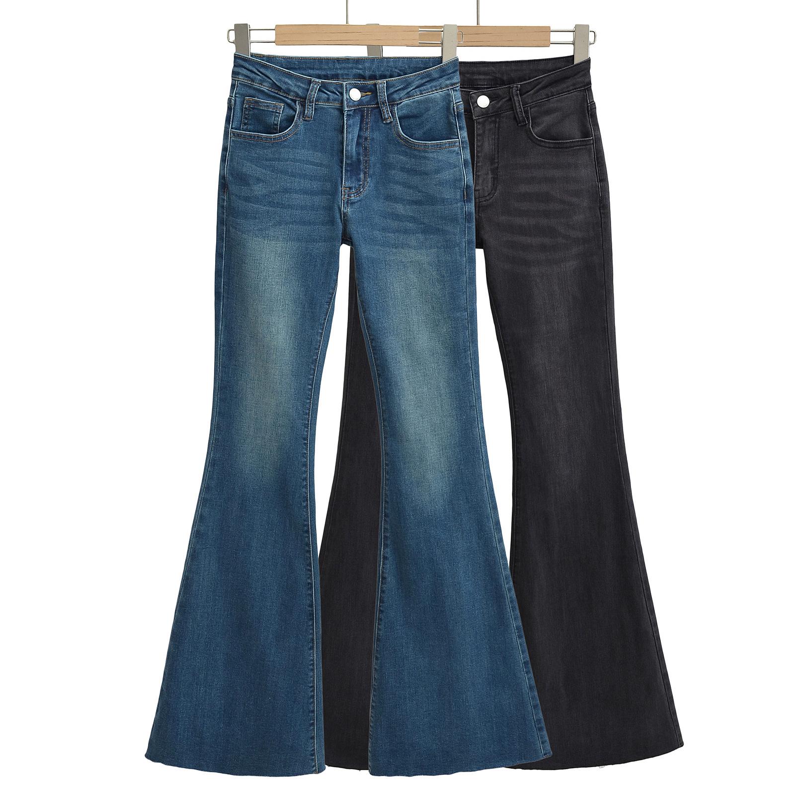 

Women s 2024 Retro Low-Waist Washed Flared Jeans L