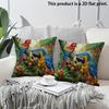 2 pièces Housse de Coussin Décorative Perroquet Ara Tropical, Housse de Coussin Botanique Jungle Extérieur Intérieur pour Canapé Chambre Salon Décoration