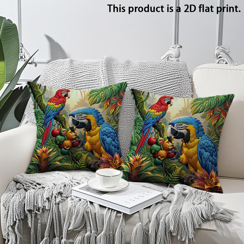 

2pcs Tropical Macaw Parrot Throw Pillow Cover,Jungle Botanical Outdoor Indoor Cushion Case for Sofa Bedroom Living Room Decor 45x45cm-2pcs