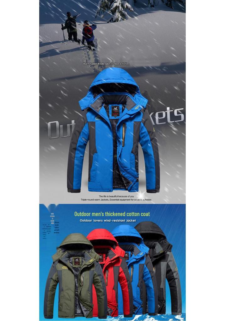 Men's 2023 Winter Hooded Ski Suit with Fleece Lining - Thick, Waterproof & Windproof Pants Set