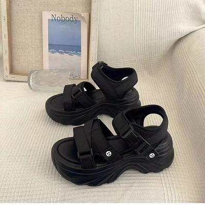 Papasandalen Damen Plateau 2025 Sommer neu Koreanische Version vielseitig kleine Sport Velcro Muffin Römersandalen