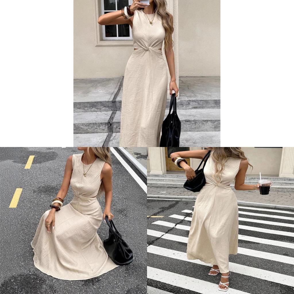 Summer Elegant Sleeveless Wrap Dress With High Waist For Casual And Business Wear