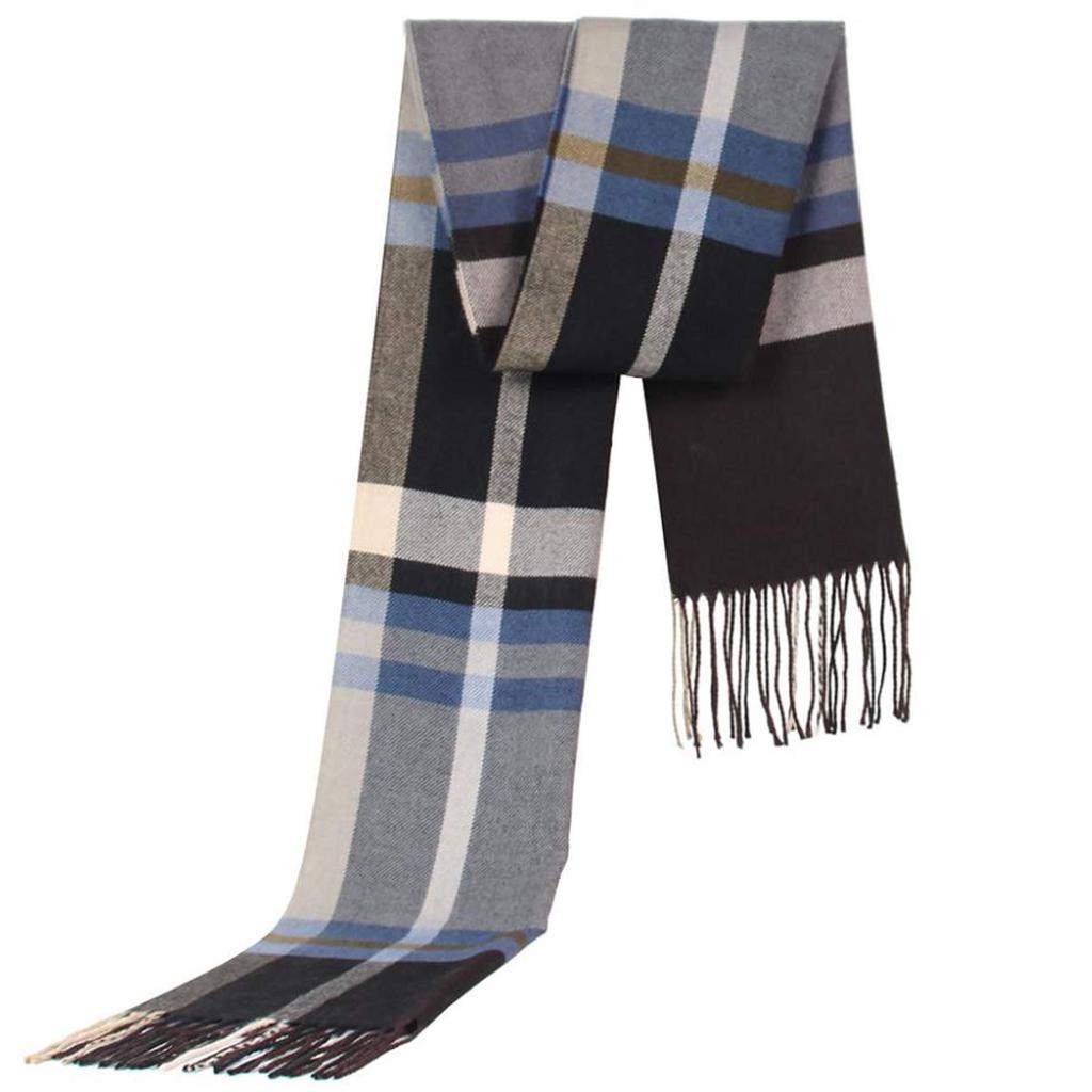 Eternal Leaf Trendy Check Scarf with Fringe and a Cashmere FT14702 Touch, Men's Scarf/Stole, (02.Blue)