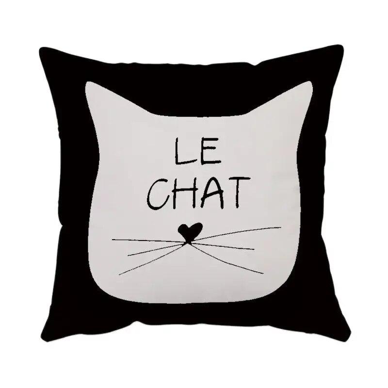 Cartoon Cat Print Pillowcase 45*45cm Modern Simple Decorative Pillowcase Office Sofa Seat Bedroom Home Decoration Cushion Cover