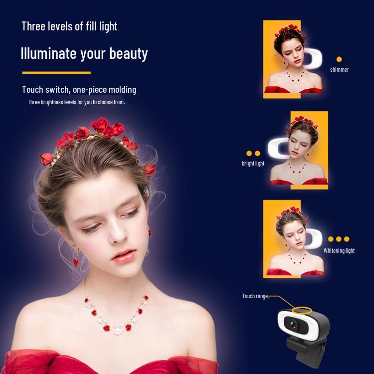 4K Desktop & Laptop Webcam with Fill Light, 1080P HD for Online Classes