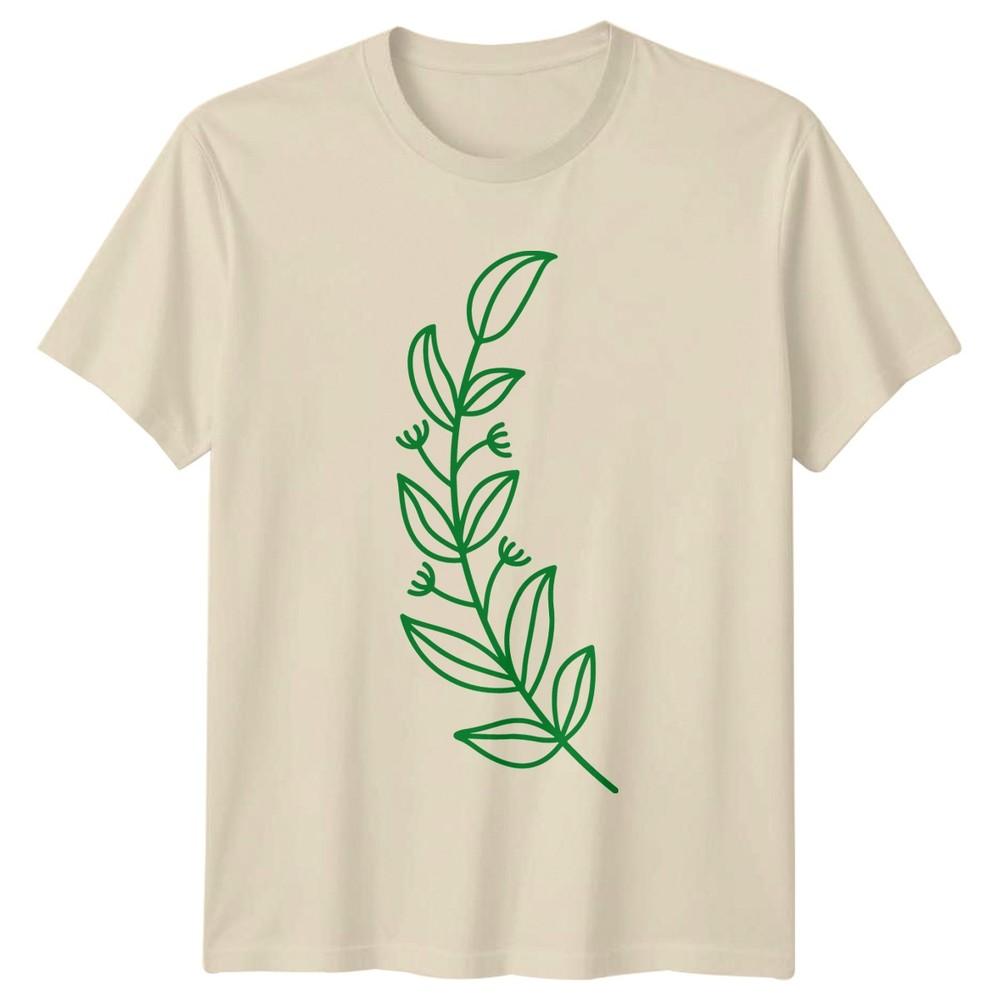 Hand Drawn Leaves TShirt Botanical Art Gardening Birthday Gift For Him And Her
