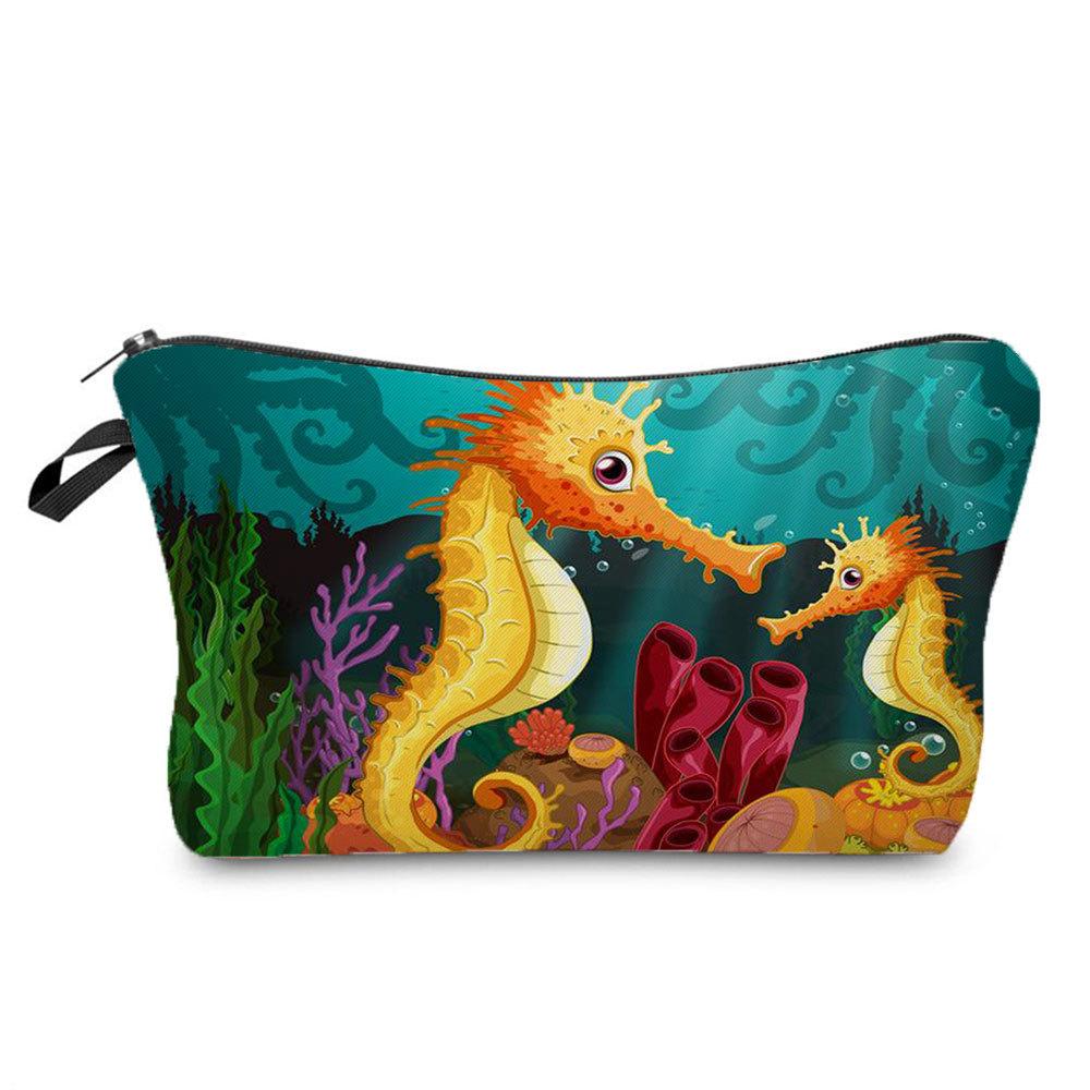 Women Marine life Print Cosmetic Bag Toiletries Organize Travel Storage Case 6862