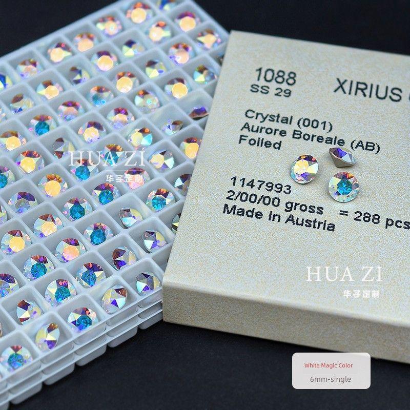 

6mm Medical Titanium Alloy Stud Earrings Hua Zi Flash Unique Beautiful Edge Short Rod Ear Bone Stud Ear Ear Bone Pin Ear-Caring White magic color S25 [medical titanium alloy]]