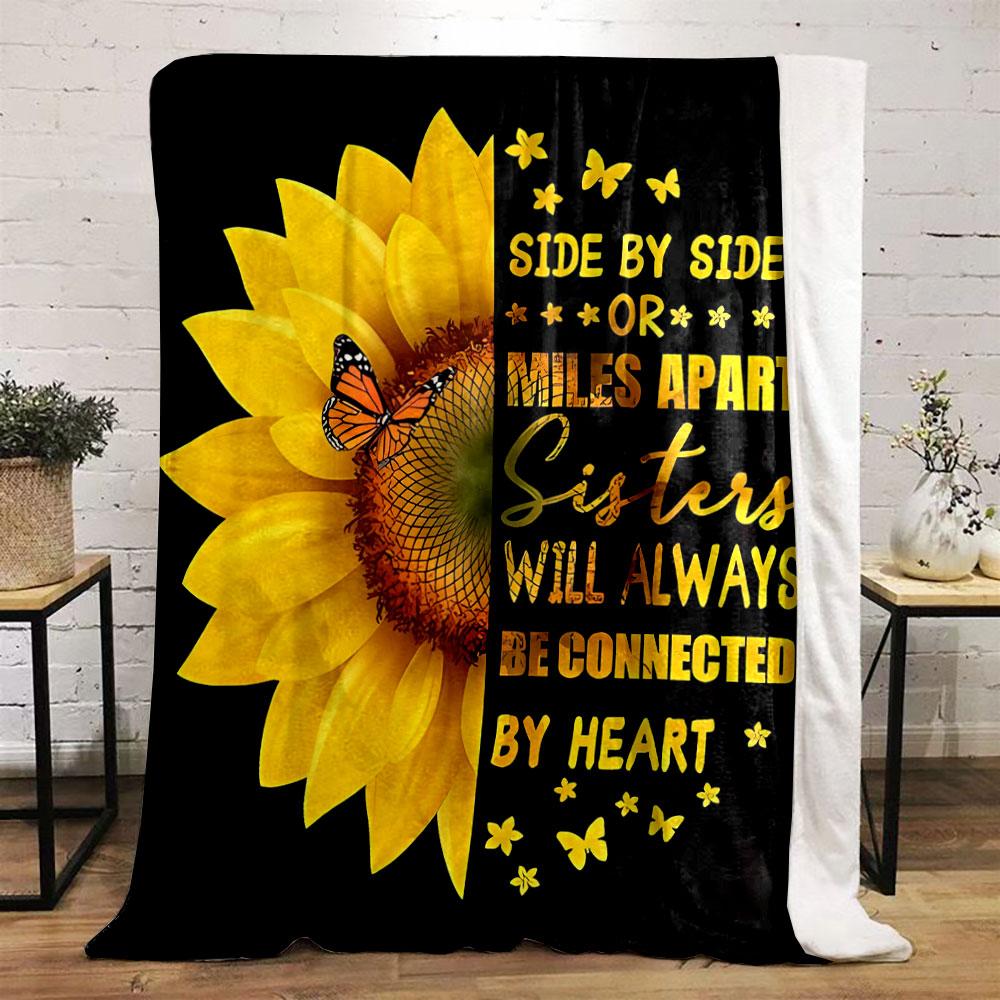 Sunflower Butterfly Sister Quote Blanket Bedroom Blanket for Livingroom Couch Lunch Break Soft Throw for Friend's Festival Gift