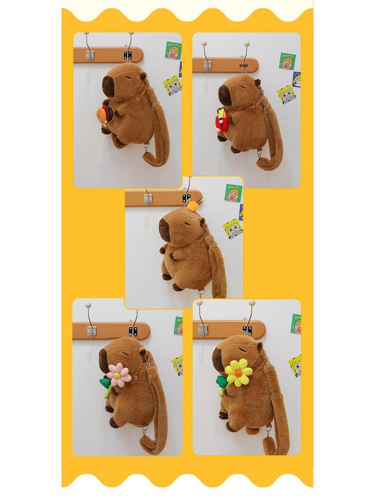 Sac à dos Capybara Mignon Poupée en Peluche Animal en Peluche Cadeau pour l'Anniversaire des Filles