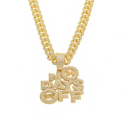 European and American Style Splendid Diamond Letter Pendant Necklace Ornament Trendy Men's Cuban Link Chain Clavicle Chain Accessories