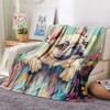 Flower Fence Dogs  Print Flannel Blanket, High quality Comfortable for All Seasons, Home Decor, Warmth and Comfort