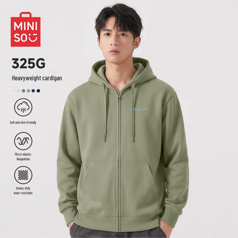 MINISO Men's Casual Hooded Zipper Sweatshirt