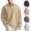 Men's Textured Jacquard Solid Color Button-down New Polo Shirt Lapel Long-sleeved Loose Sweater