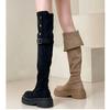 Women's over the knee long boots 2026 new style thick heel retro rivet large size suede two on knight boots