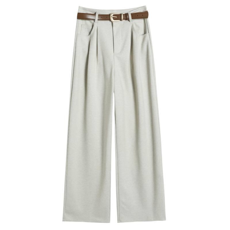2026 Autumn/Winter Velvet High-Waisted Woolen Wide-Leg Floor-Length Pants for Women