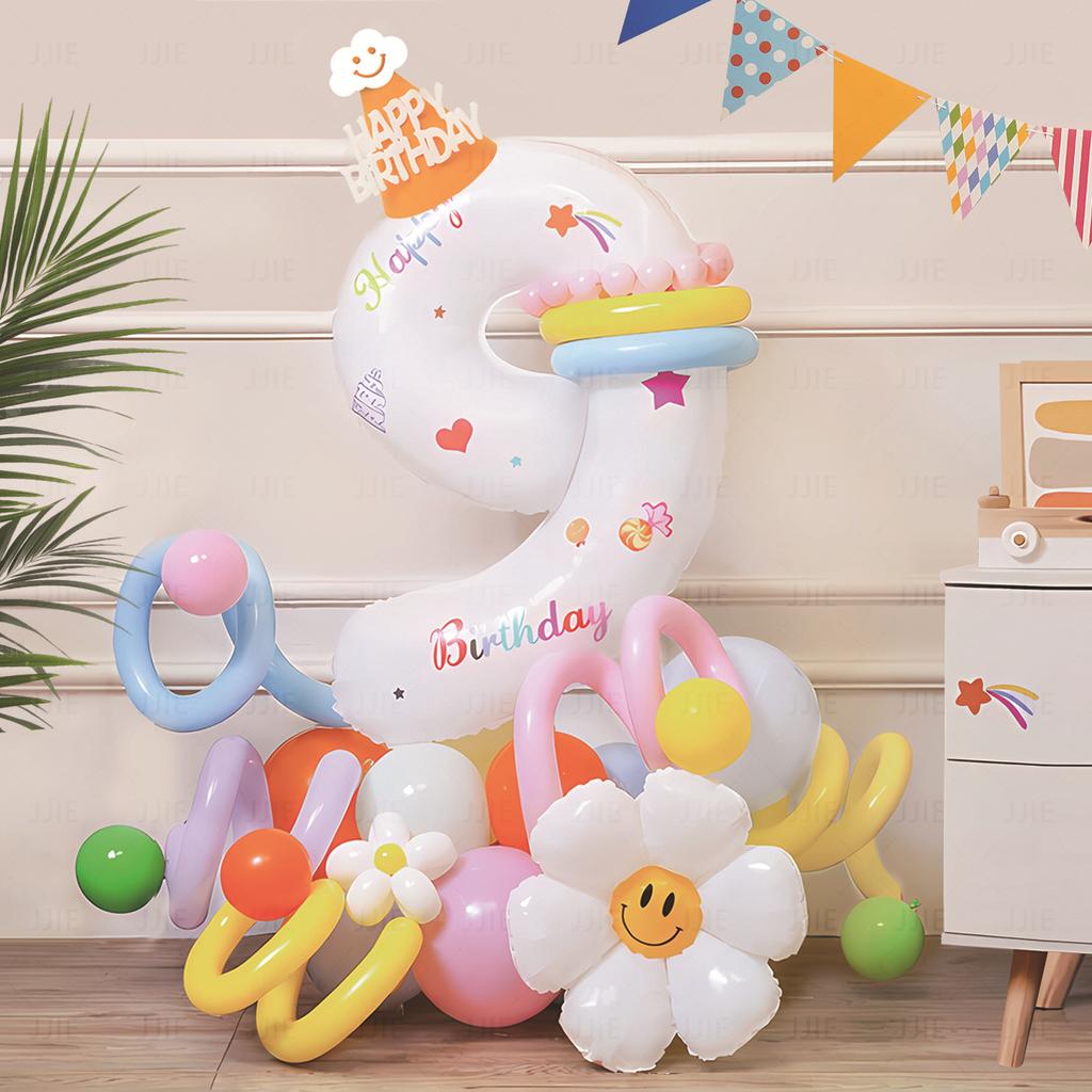 Digital Column Set New Korean Daisy Shaped Aluminum Film Balloon Birthday Party Decoration
