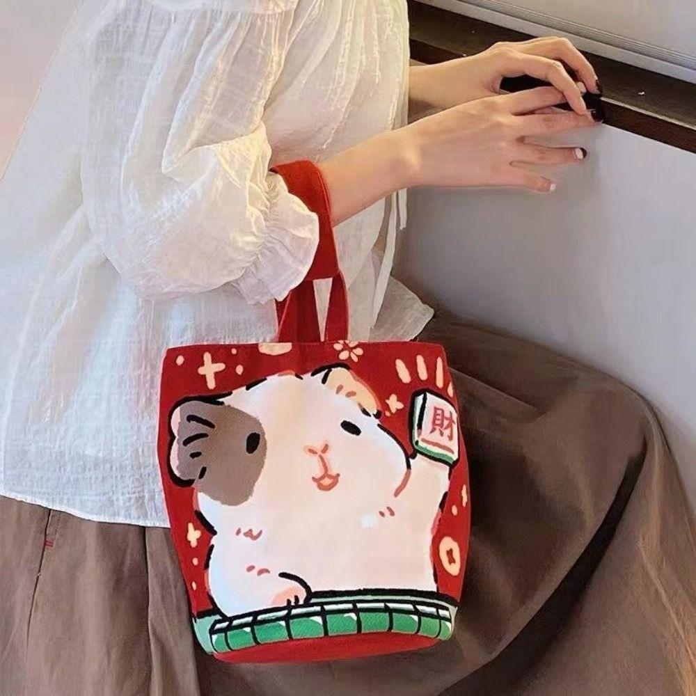 

Холщовые цилиндрические сумки с мультяшным принтом, большая сумка, модная сумка