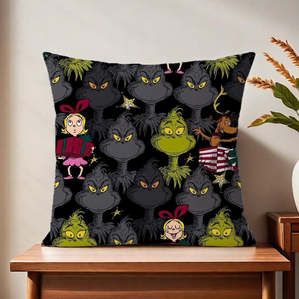 The Cartoon G-Grinch-H Cute Cushion Cover For Pillow Printing Sofa Decoration Home Car Room Coffee Shop Office Nordic Simplicity