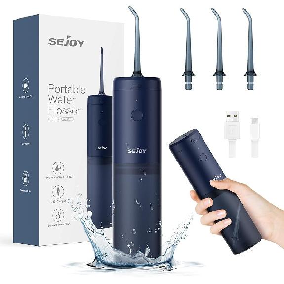 Water Flosser Dental Oral Irrigator Teeth Cleaner Portable Travel Rechargeable Cordless,IPX7 Electric Plaque Remover 3 Modes 3 Jet Tips 140ml