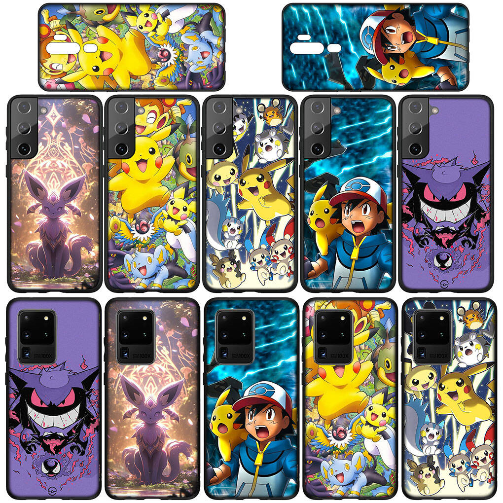 Phone Case for Samsung Galaxy S25 S23 S22 S24 Ultra FE Plus S9 A05 A06 A15 A16 A36 A37 A35 A54 A55 A56 A57 A25 A53 A17 Poster Pokemon GO Pikachu Cover