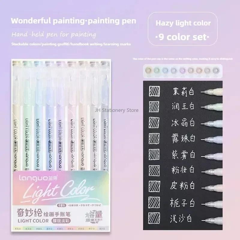 LANGUO 90/6 Colors Glitter Acrylic Painting Gel Pen Set 1.0mm Large Capacity Writing Pen Stationery Office School Supplies