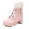  Short Boots Hollow Lace Belt Buckle LO Lolita Shoes Student Dress Short Boots and Ankle Boots
