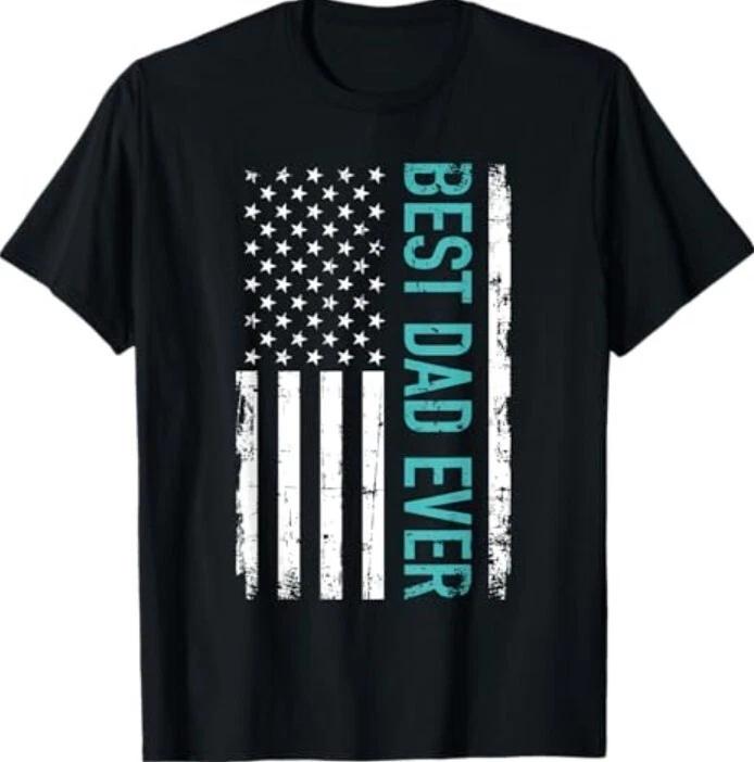 

Father s day Best dad ever with US american flag Short Sleeve T-Shirt XL
