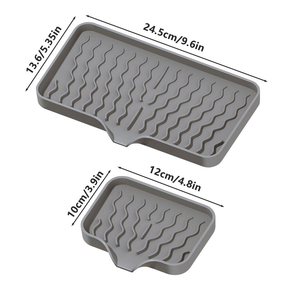 Silicone Draining Mat for Kitchen: Fruit, Vegetable, Bowl, and Dish Drying with Sloped Countertop Design
