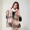 Plaid Striped Tassels Cashmere Scarf For Woman Winter Outdoor Keep Warm Shawls Lady Fashion Long Wraps Thick Pashmina 200*40Cm