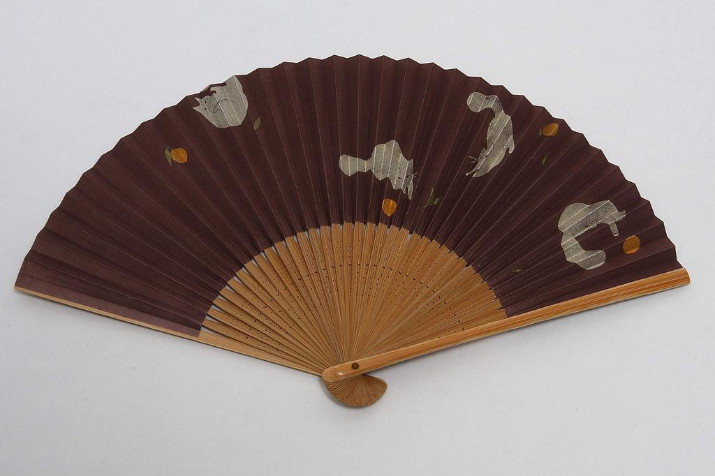 Fan with Fan In a Presentation Made In Cat [Hasegawa] Women's Kyoto-style Case, Box, Japan, Design, Brown.