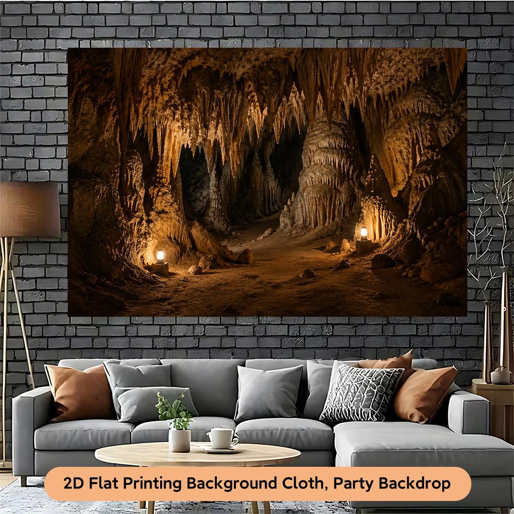 1 Piece of 2D Flat Background Cloth, Background Cloth for the Cave Interior with Stalactite landscape.PMJ