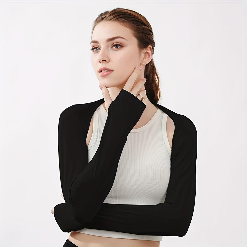 

1pc Women S Cooling Sleeve Bodysuit Vest Full Arm And Shoulder Coverage, Premium Breathable чёрный